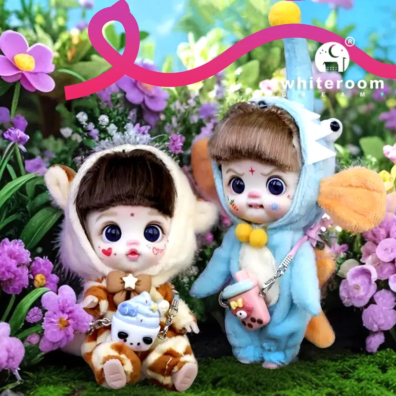 Mini Labbu Pocket Doll – Jointed Blythe-Style Boy & Girl Doll for Girls, Rainbow Ball Mobile Phone Decoration