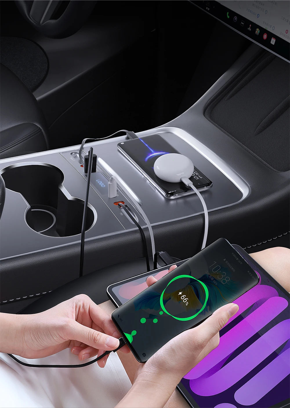 27W Quick Charger USB Hub – Intelligent Docking Station & Splitter for Tesla Model 3 & Model Y