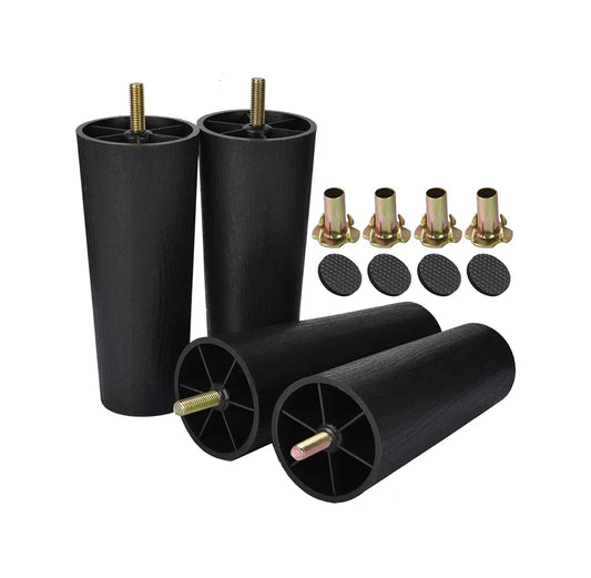 Plastic Furniture Legs Set - Modern Tapered Replacement Legs with M8 Thread for Sofa, Cabinet & TV Stand