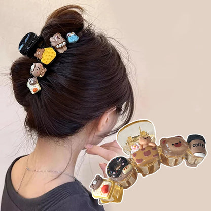 Cute Cartoon Biscuit Bow Hair Claw Clip - Creative Shark Hairpin for Women and Girls, Stylish Ponytail Hair Accessory
