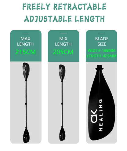 HEALING 4-Section Kayak Paddle – 100% Carbon Fiber Double-Head Blades, Inflatable Stand-Up Paddle for Boat Surfing & Kayaks