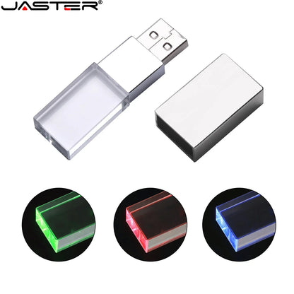 Crystal USB Flash Drive - LED Memory Stick 8GB–64GB