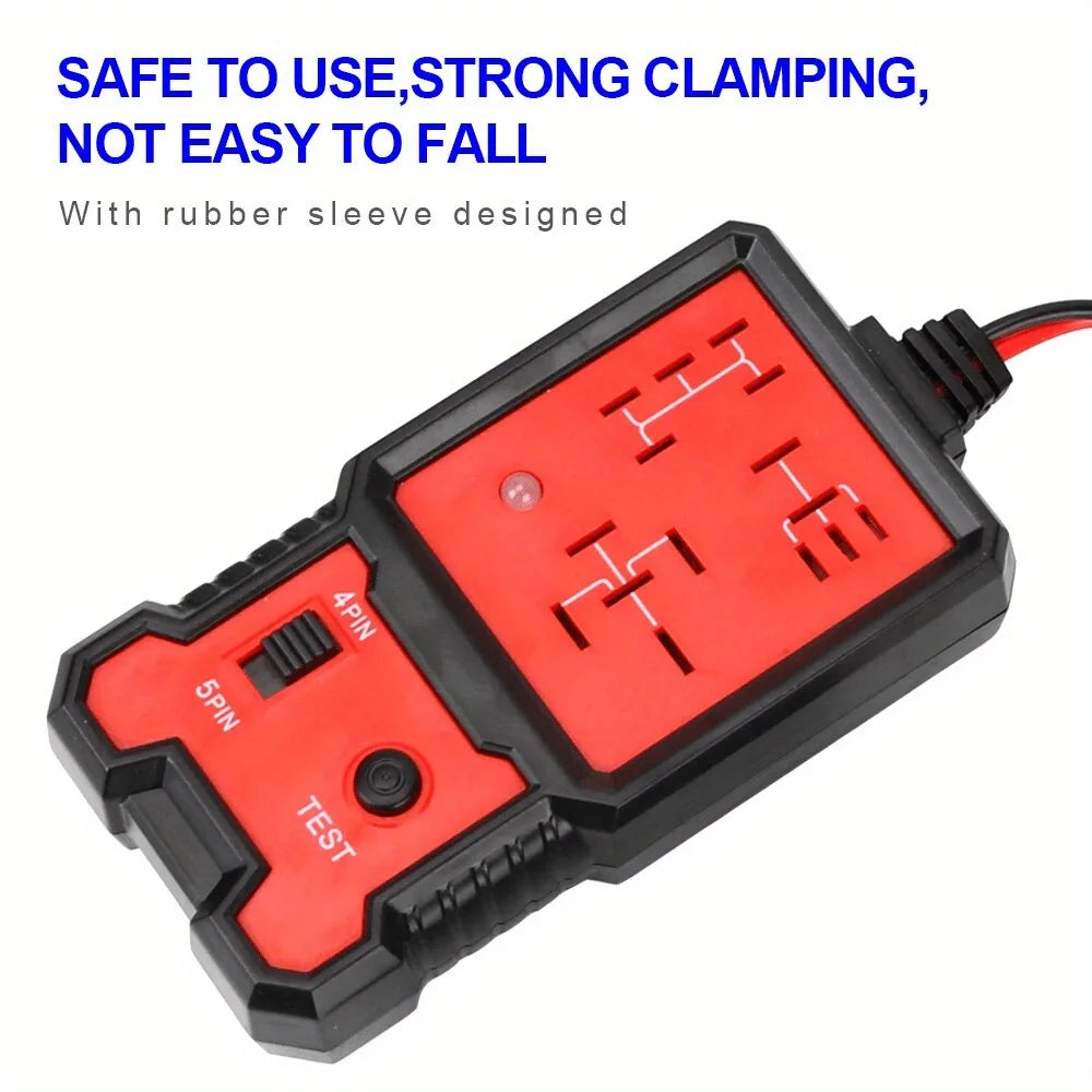 12V Automotive Relay Tester - Portable Car Relay Diagnostic Tool with Battery Clips