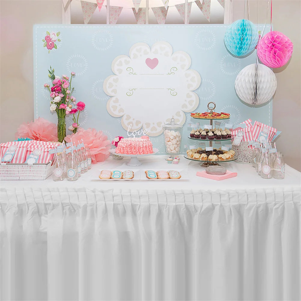 2PCS Disposable Paper Tablecloth & Table Skirt Set – Rectangular Party Table Cover for Events, Weddings & Decorations