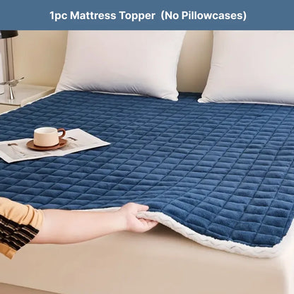 Queen Size Milk Velvet Mattress Pad – Soft Breathable Quilted Mattress Protector Cover