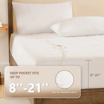 Queen Size Electric Mattress Pad — 5 Heat Settings Coral Fleece Bed Warmer for Cold Sleepers