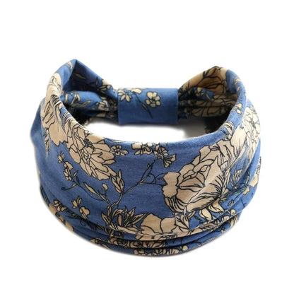 Bohemian Wide Cotton Stretch Headbands for Women – Turban Style Hairbands, Bandana Headwrap Hair Accessories