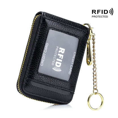 RFID Blocking Card Holder Wallet – Mini Zipper ID & Bus Card Case with Anti-Theft Protection for Keys & Cards