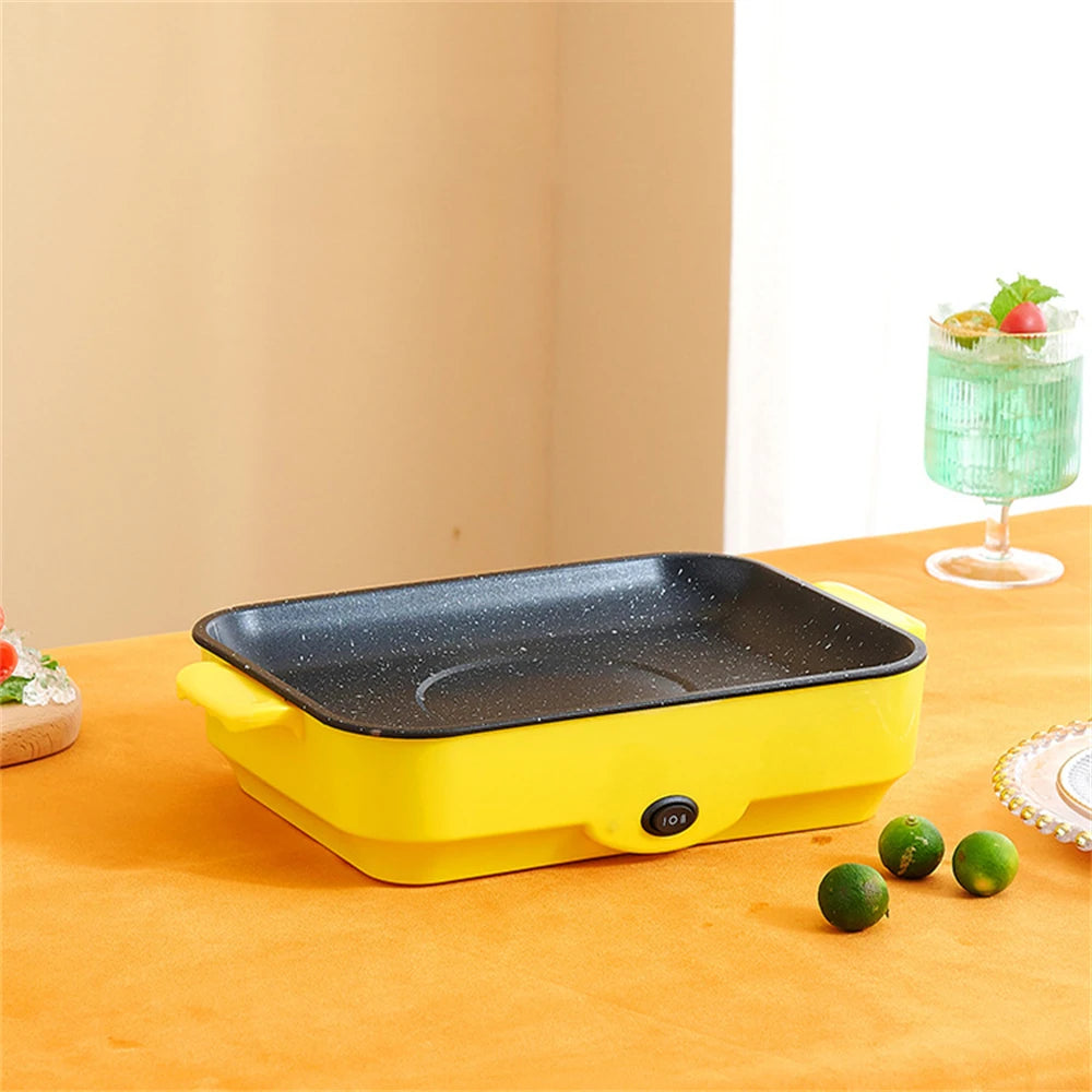 Multifunctional Electric BBQ Grill – 26cm Square Mini Electric Baking Tray and Wok for Pancakes, Steak, and Kitchen Frying