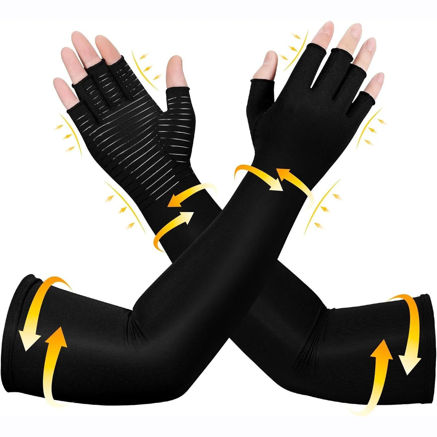 Long Copper Compression Arthritis Gloves – Arm & Hand Support Sleeves for Carpal Tunnel, Lymphedema & Hand Pain Relief