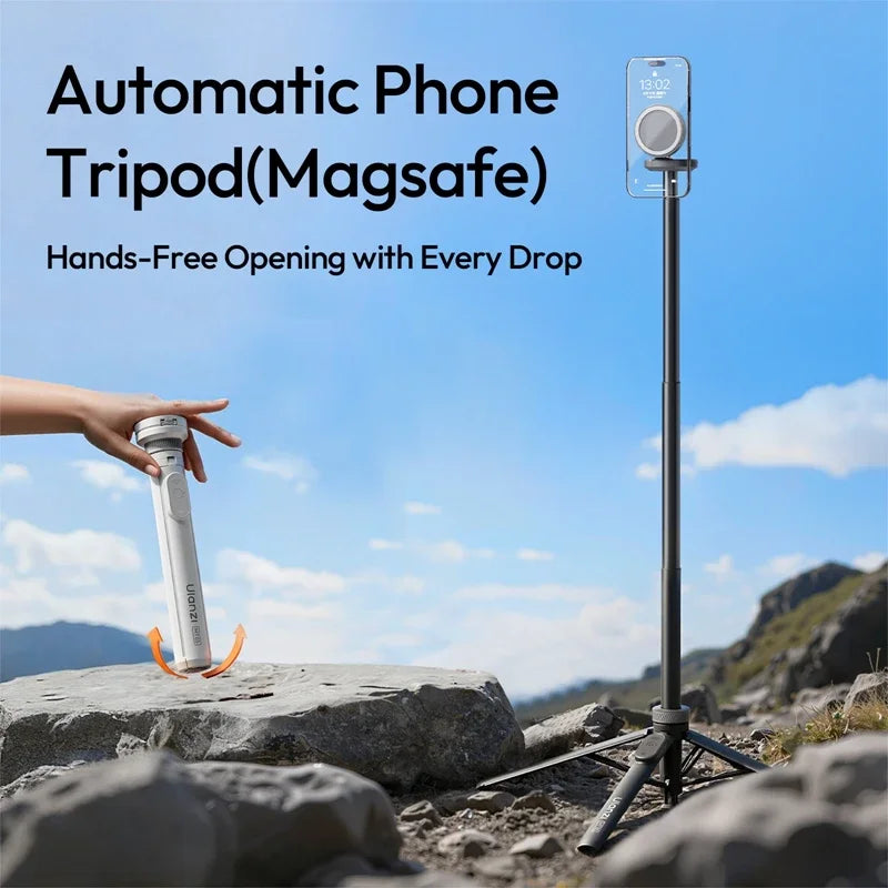 Ulanzi MT85 MagSafe Magnetic Phone Tripod - Dual-Sided Magnetic Selfie Stick with Wireless Remote for Travel & Outdoor Photography