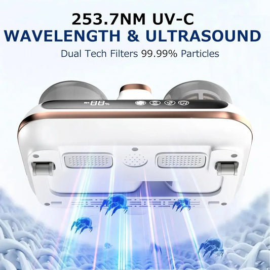Cordless Handheld Mattress Vacuum Cleaner – 16Kpa Powerful Suction with UV-C Light & Ultrasonic for Sofa & Sheet Cleaning