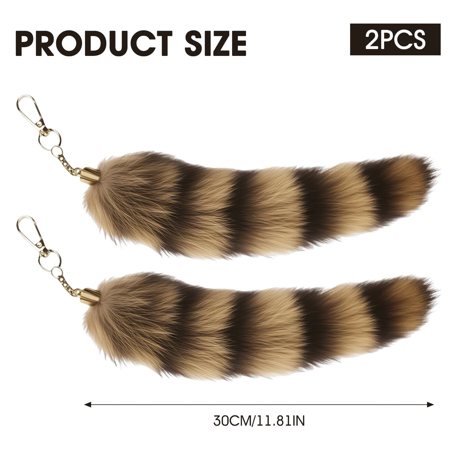 Plush Fur Tail Keychain - Soft Fluffy Faux Fur Bag Charm Pendant for Girls & Children 28cm