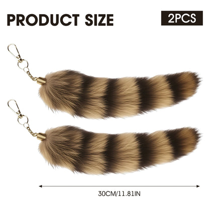 Plush Fur Tail Keychain - Soft Fluffy Faux Fur Bag Charm Pendant for Girls & Children 28cm