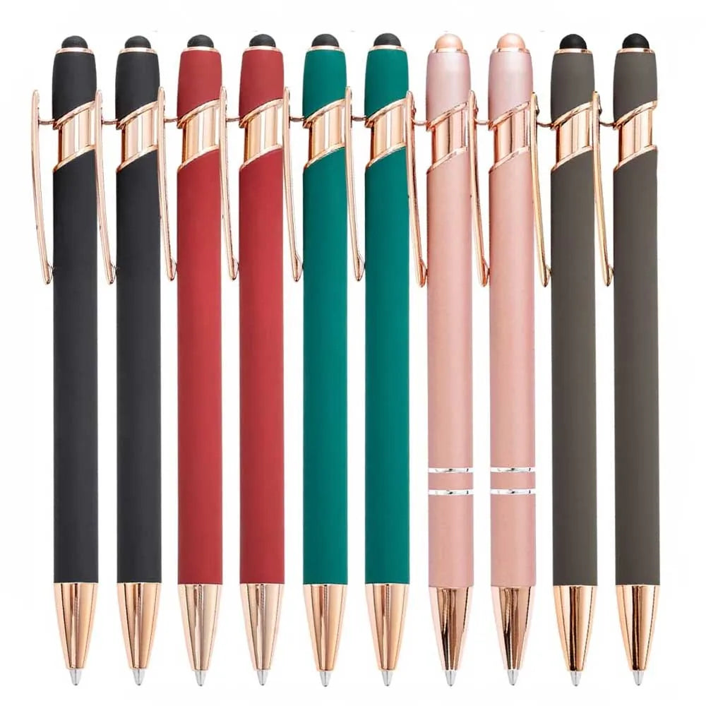 2-in-1 Metal Stylus Ballpoint Pen — 1.0mm Black Ink Pen for Smartphone and Tablet, Set of 5–10 Pieces