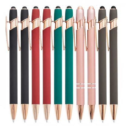 2-in-1 Metal Stylus Ballpoint Pen — 1.0mm Black Ink Pen for Smartphone and Tablet, Set of 5–10 Pieces