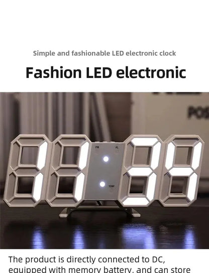 3D LED Digital Wall Clock – Luminous Multifunctional USB Plug-In Electronic Clock for Home Decoration