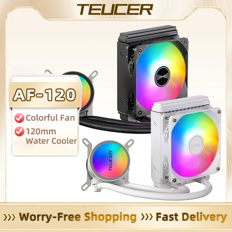 TEUCER AF-120 RGB Water Cooler — 120mm CPU Radiator with Fan for Intel 2011/1700/155X & AMD AM4/AM5