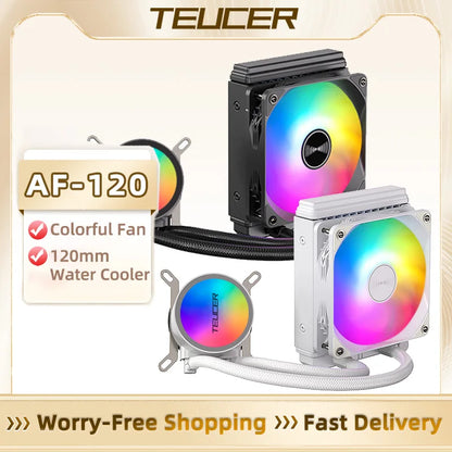 TEUCER AF-120 RGB Water Cooler — 120mm CPU Radiator with Fan for Intel 2011/1700/155X & AMD AM4/AM5