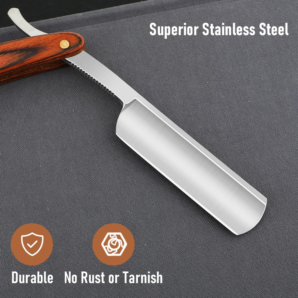 Professional Barbershop Men’s Shaver – Straight Edge Barber Razor Knife for Beard Shaving with Wiping Cloth