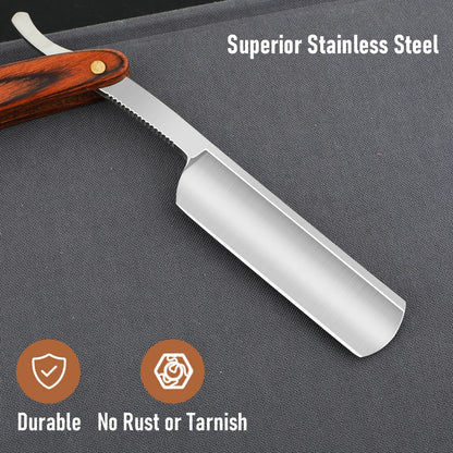 Professional Barbershop Men’s Shaver – Straight Edge Barber Razor Knife for Beard Shaving with Wiping Cloth