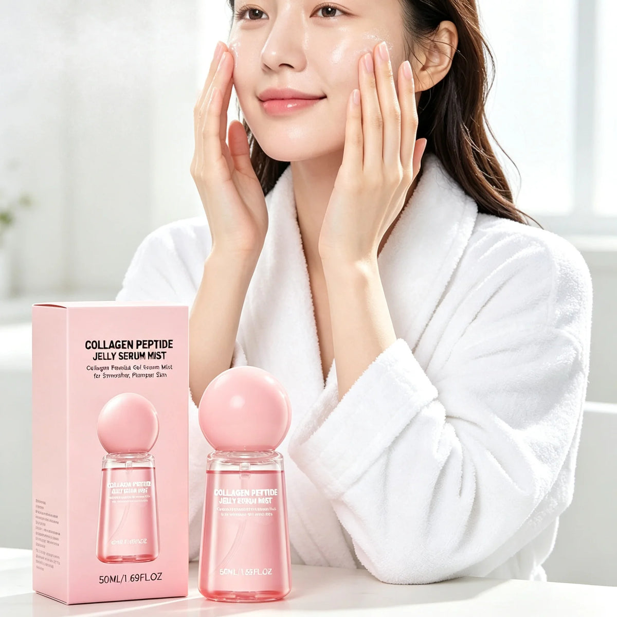 Collagen Peptide Jelly Mist Serum - Deep Hydration, Moisturizing, and Firming Facial Care Spray for Dewy-Looking Skin