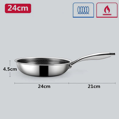 Nonstick Stainless Steel Frying Pan - 20/24/28cm PFOA-Free Hybrid Skillet, Dishwasher Safe for Everyday Cooking