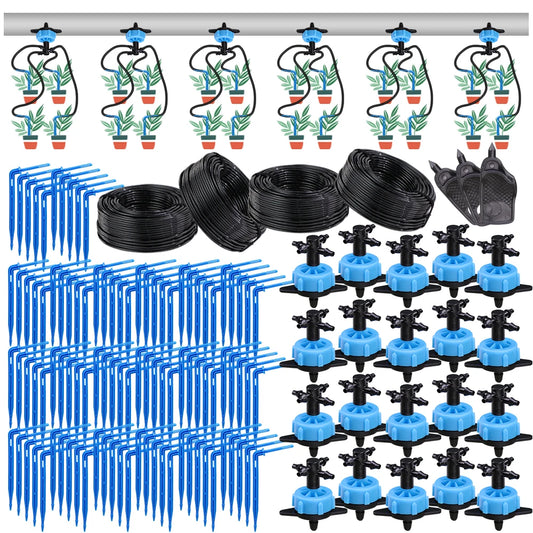 MUCIAKIE 4/2-Way Drip Irrigation System Kit – 100–10M 8L Watering Dripper Sprinkler for Potted Plants & Garden Use