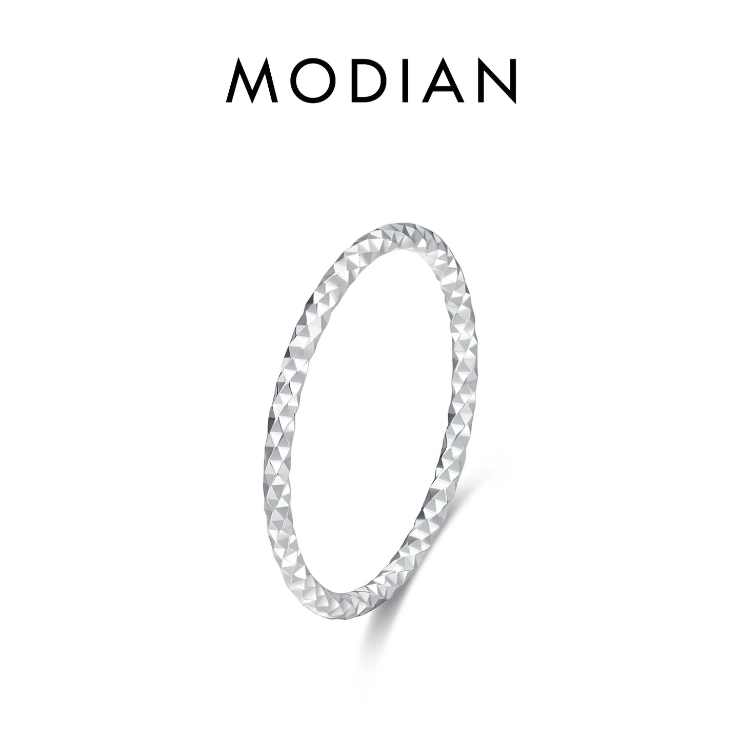MODIAN 925 Sterling Silver Stackable Ring – Classic Wave Geometric Finger Ring, Fashion Jewelry for Women
