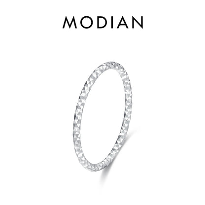 MODIAN 925 Sterling Silver Stackable Ring – Classic Wave Geometric Finger Ring, Fashion Jewelry for Women