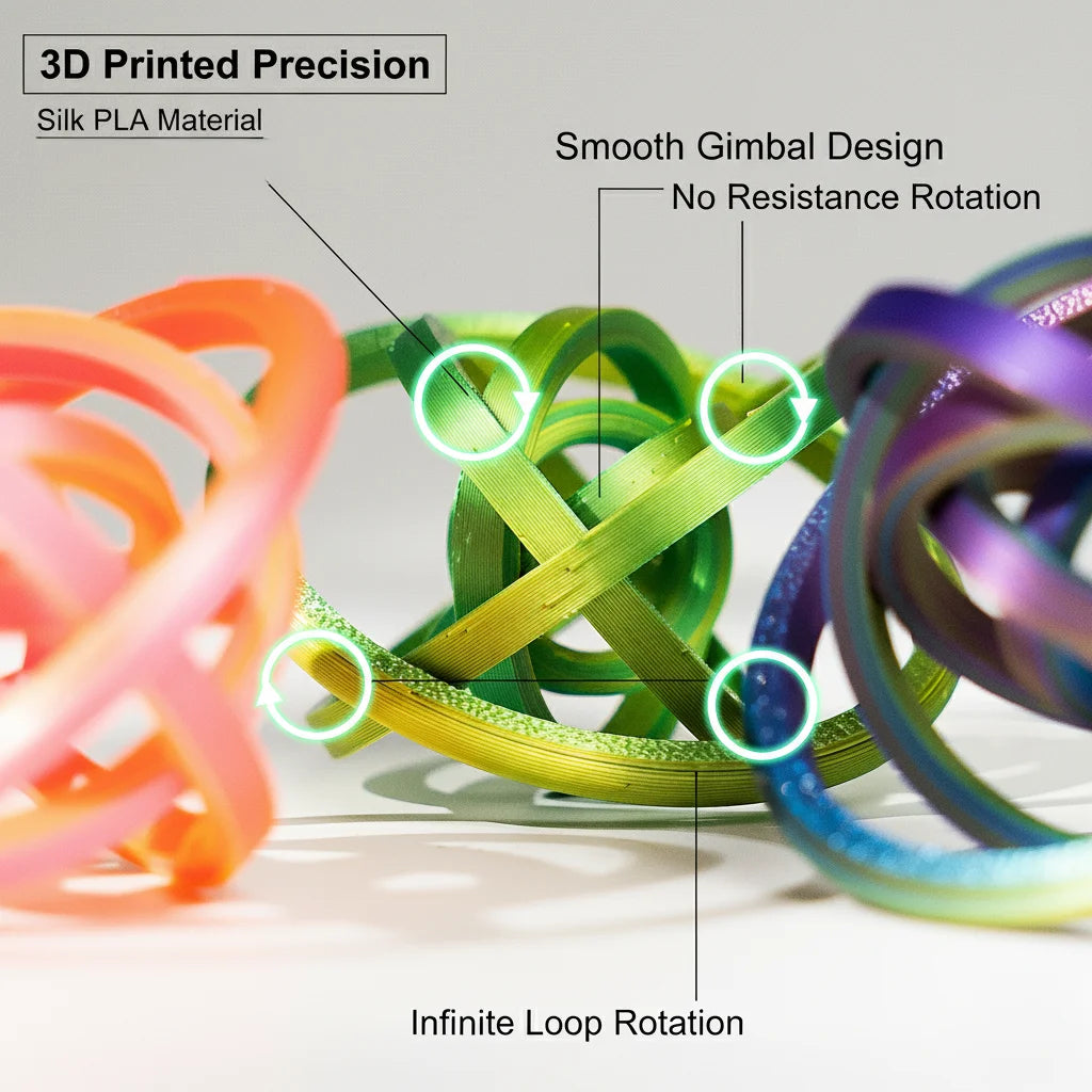 3D Printed Hex Ring - Colorful Rotating PLA Novelty Finger Ring & Desktop Toy