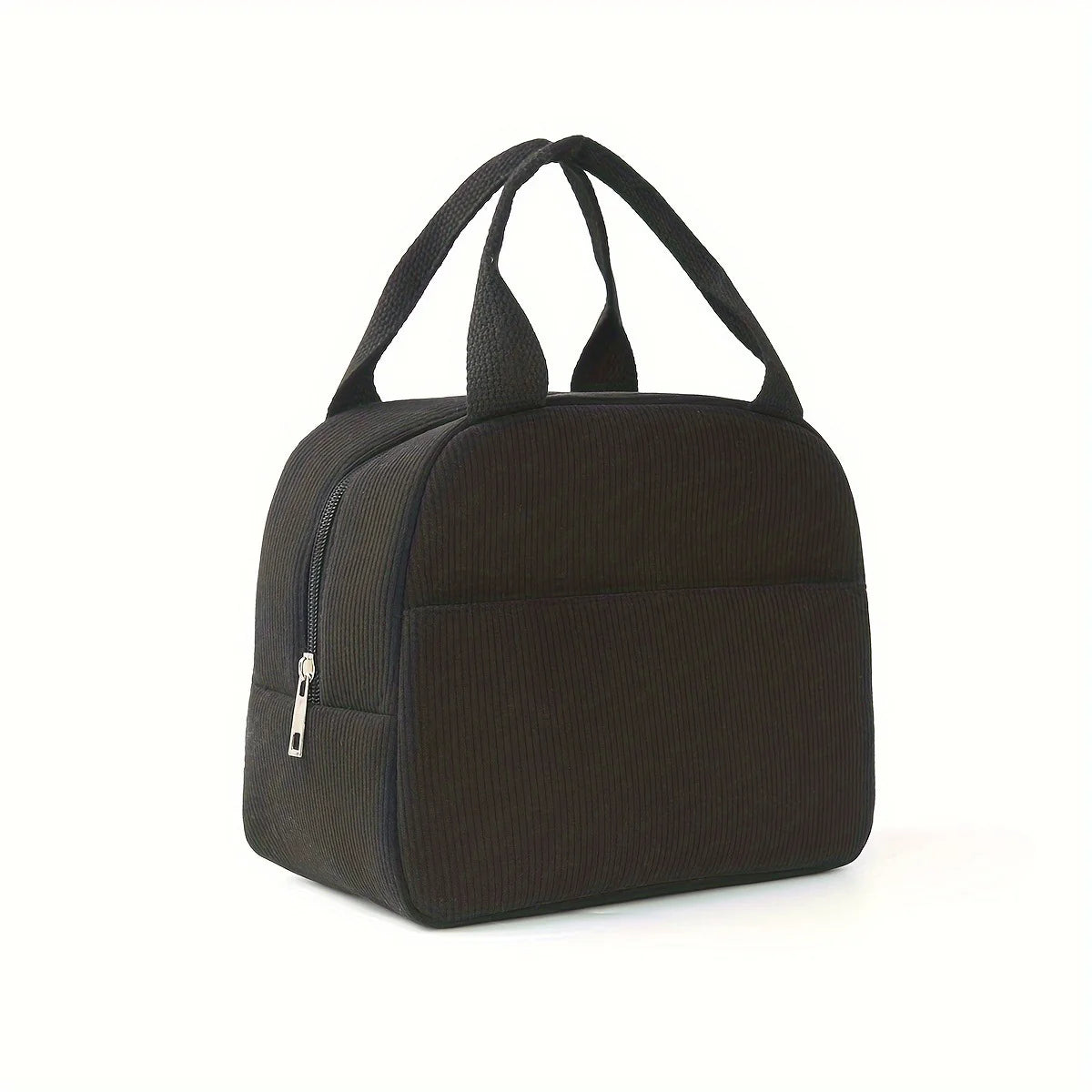 Reusable Thermal Insulated Bento Bag – Embroidered Corduroy Portable Lunch Bag for Kids, School, Travel, and Work Trips
