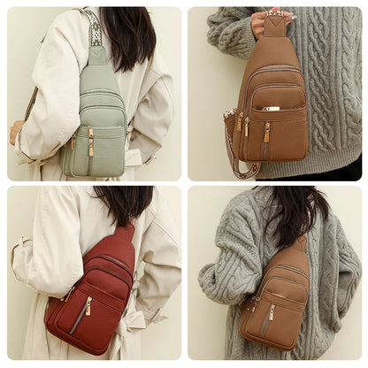 Fashionable Women’s Chest Bag – High-Quality PU Leather Waterproof Crossbody Messenger Bag for Travel & Cycling