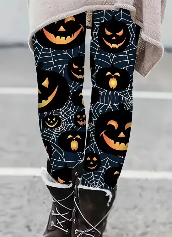 Women's Halloween Skeleton 3D Print Leggings - Stretchy Workout Yoga Pants, Slim Fit Fashion Tights
