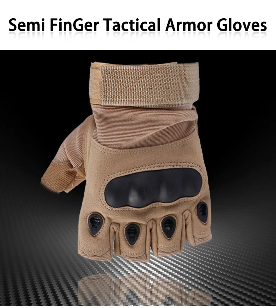 Tactical Hard Knuckle Half Finger Gloves – Men's Combat, Hunting, Shooting & Paintball Duty Fingerless Gloves