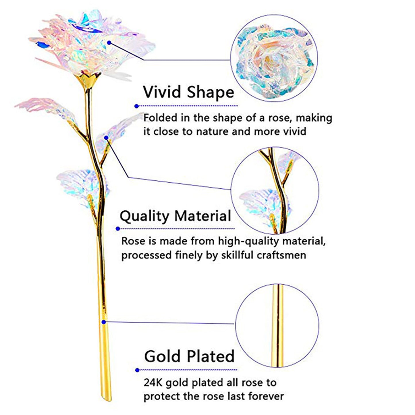 Valentine's Day 24K Foil Plated Rose – Gold Rose Lasts Forever, Creative Wedding & Love Decor, 5-50PCS Gift Set