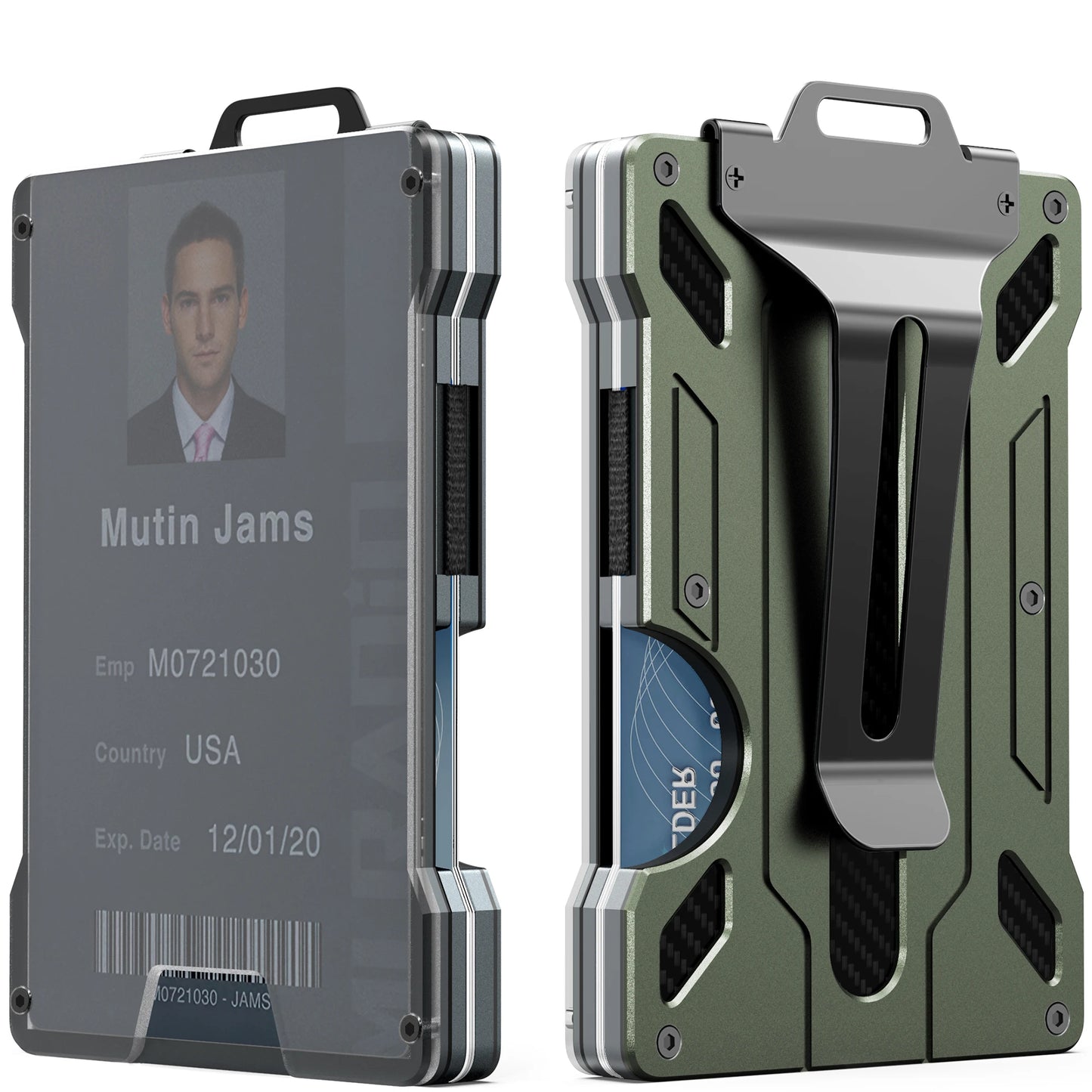 Slim RFID Blocking Metal Wallet for Men – Minimalist Aluminum Money Clip with Clear ID Holder, Holds Up to 15 Cards