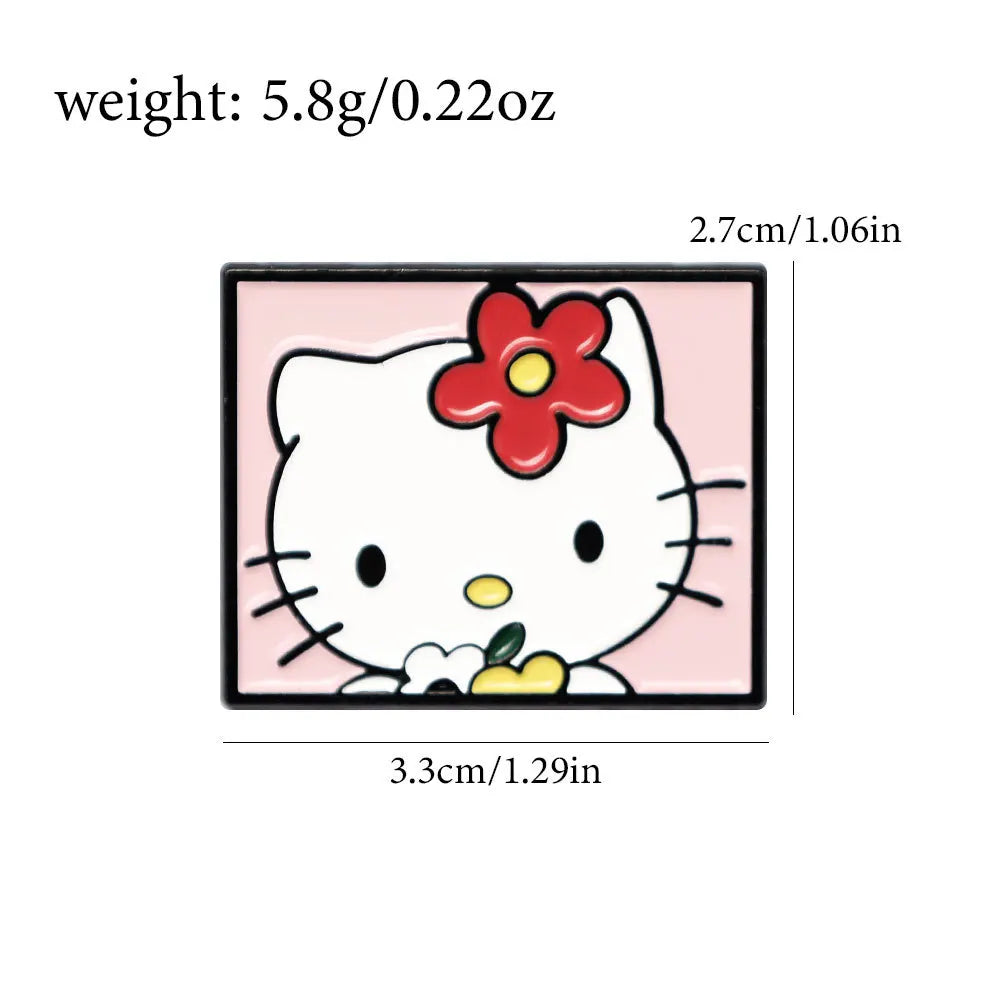 Sanrio Character Brooch Set - 5-Piece Hello Kitty Kuromi Cinnamoroll Melody Backpack Badges
