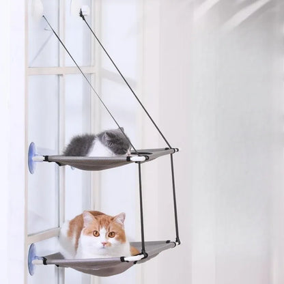 Cat Hammock Window Bed – Sunny Hanging Seat for Kittens, Double-Decker Tunnels, Suction Cup Mount, Cat Sofa Play Bed