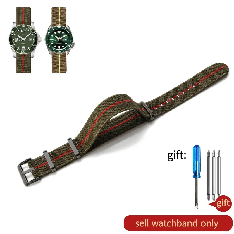 60's French Army Nylon Watch Strap - Woven Military Watch Band for Rolex, Seiko, Tudor & Omega