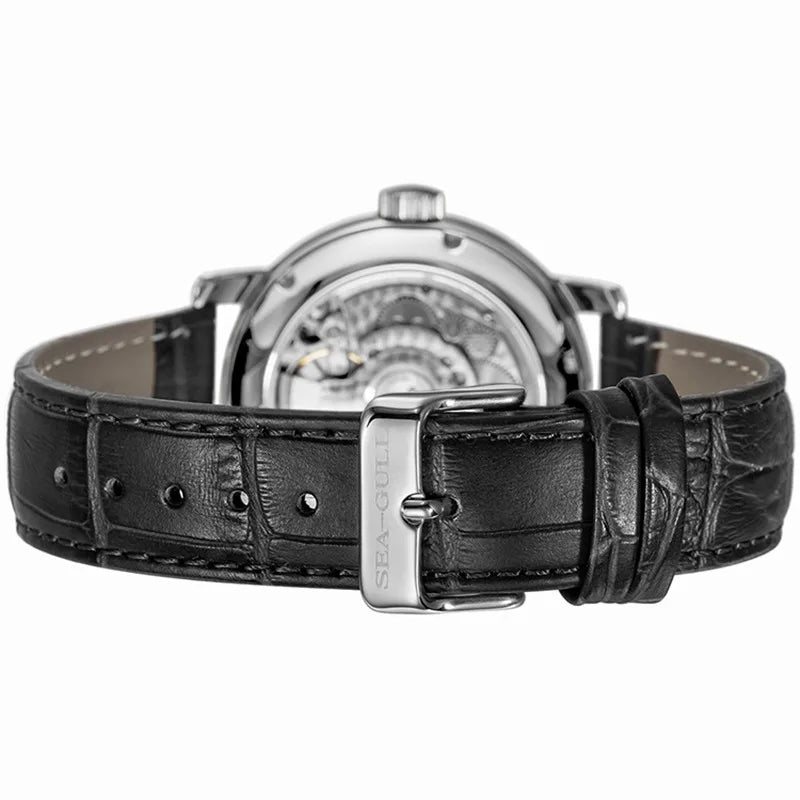 Seagull Men’s Automatic Mechanical Watch - Multi-Function Hollow Flywheel Business Wristwatch