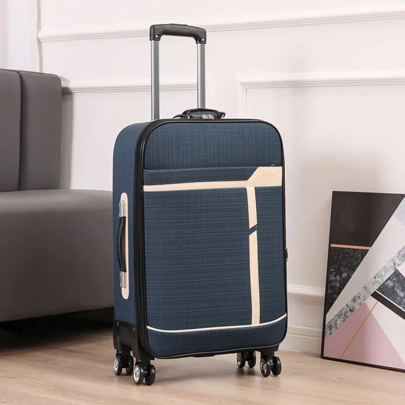 Ex Canvas Travel Suitcase – Trendy Fashionable Rolling Luggage with Combination Lock & 360° All-Direction Wheels for Business Travel