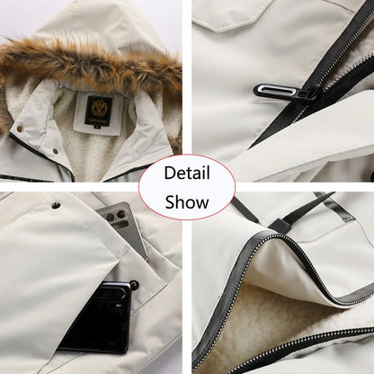 Men's Winter Fleece Jacket - Warm Windproof Outdoor Coat with Removable Hood for Hiking & Casual Wear