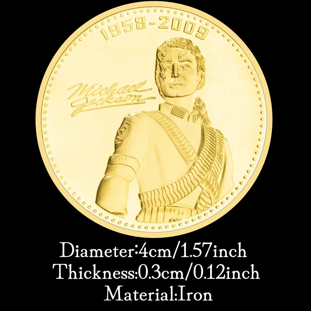 Michael Jackson Commemorative Coin - Gold-Plated King of Pop Souvenir Collectible with 3D Relief Design (1958-2009)