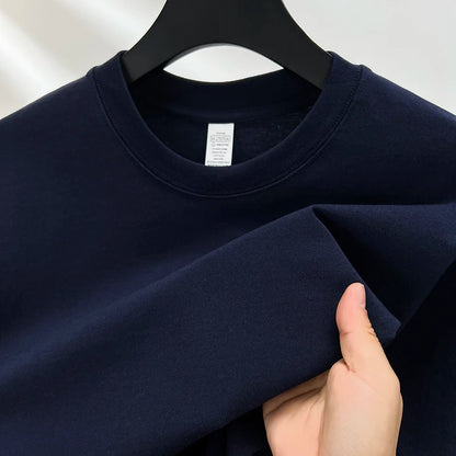 100% Pure Cotton Men’s Summer T-Shirt – High-End Short Sleeve Round Neck Breathable Fashion Top