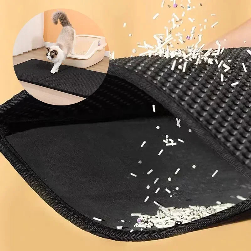 Double Layer Waterproof Pet Cat Litter Mat: Non-Slip Sand Pad for Litter Box - Washable Bed Mat for Clean and Hygienic Cat Care