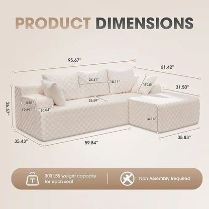 Modular L-Shaped 3-Seat Sectional Sofa — Memory Foam, Deep Seating & Storage