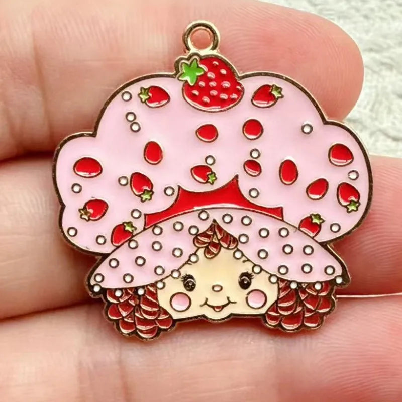 10-Piece Cartoon Girl Enamel Charm Set - Gold-Plated Zinc Alloy Pendants for DIY Necklaces, Bracelets, and Earrings