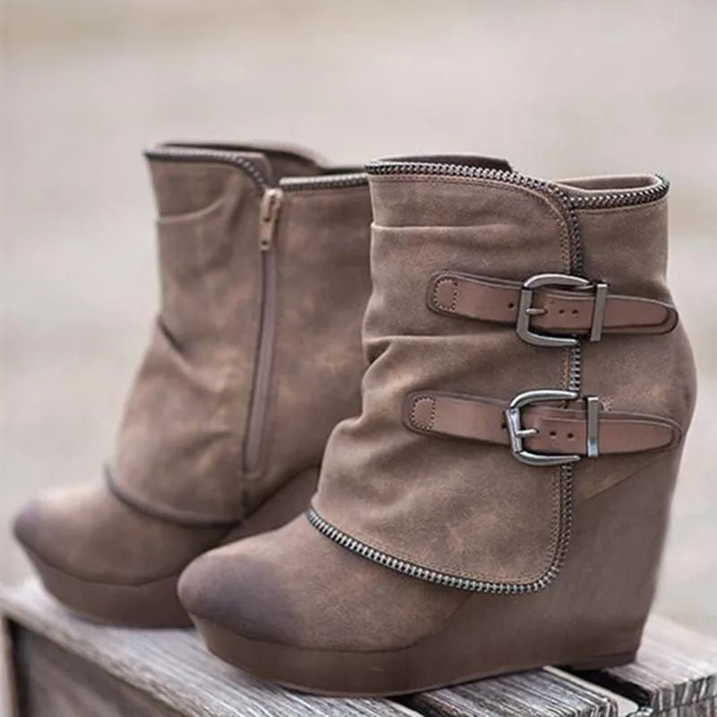 Women's Chunky Ankle Boots - Warm Retro Handmade Fashion Winter Boots