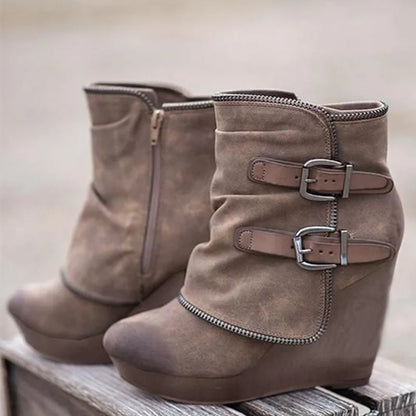 Women's Chunky Ankle Boots - Warm Retro Handmade Fashion Winter Boots